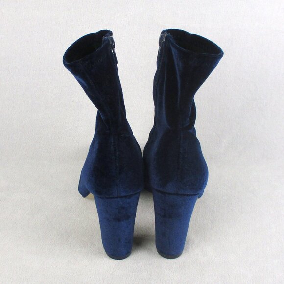 Madden Girl Dark Blue Velvet Booties Ankle Boots High Heel Size 7.5 Fantaysa - Picture 2 of 7